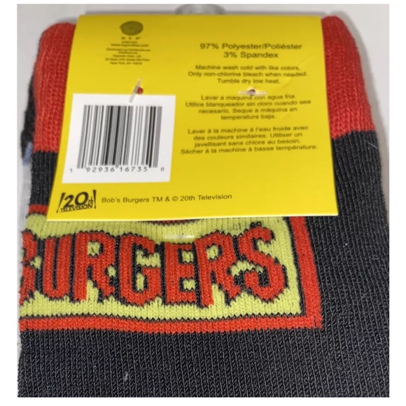 Bob’s Burgers Crew Socks 2 Pair Men's 6-12 Gray Black w Burger & Bob Animated TV - Picture 4 of 12